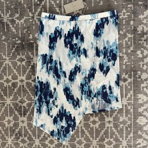 NWT Large Alternative Apparel Blue and White Asymmetrical Tulip Wrap Skirt